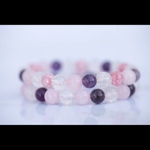 Rose quartz and white quartz bracelet
